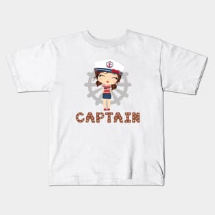 Captain girl (brown) Kids T-Shirt